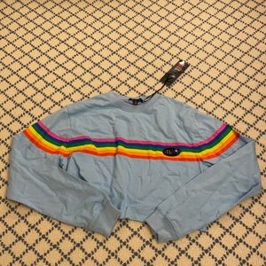 Blue crop top with rainbow